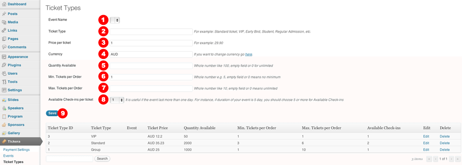 Plugin Ticket Types