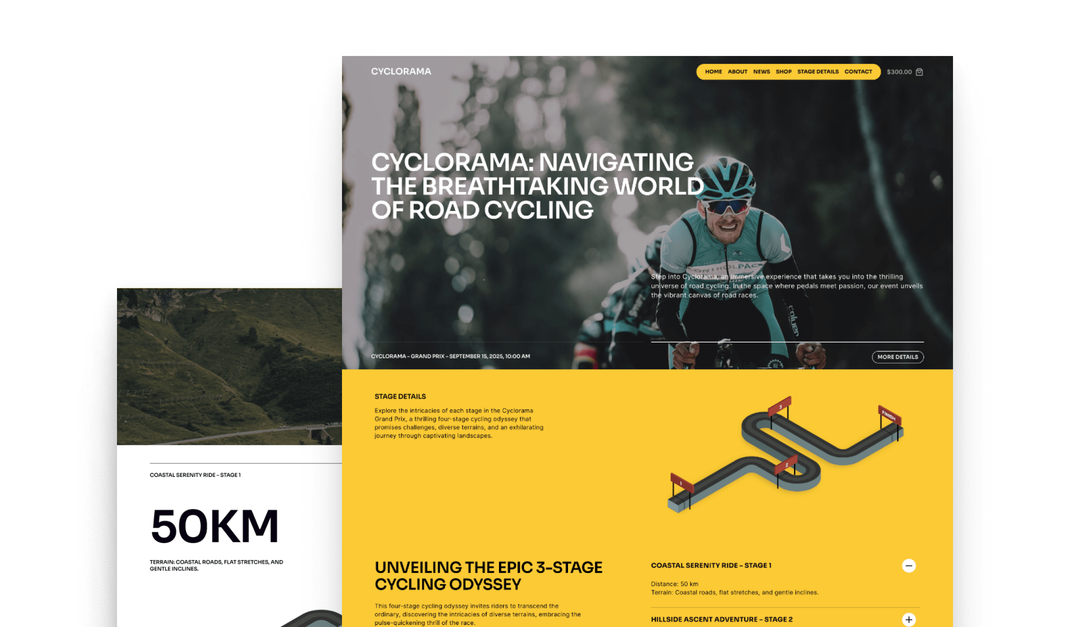 Cycling Events and Communities theme demo screenshot