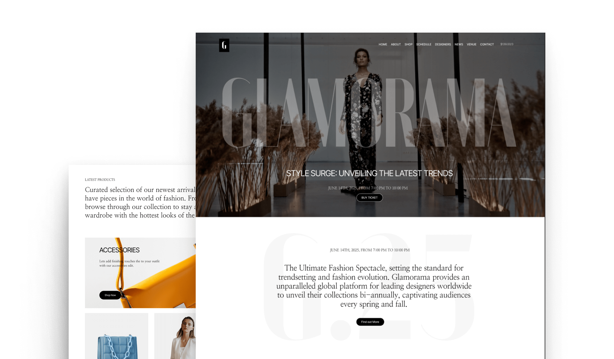 Fashion Shows and Exclusive Gatherings theme demo screenshot