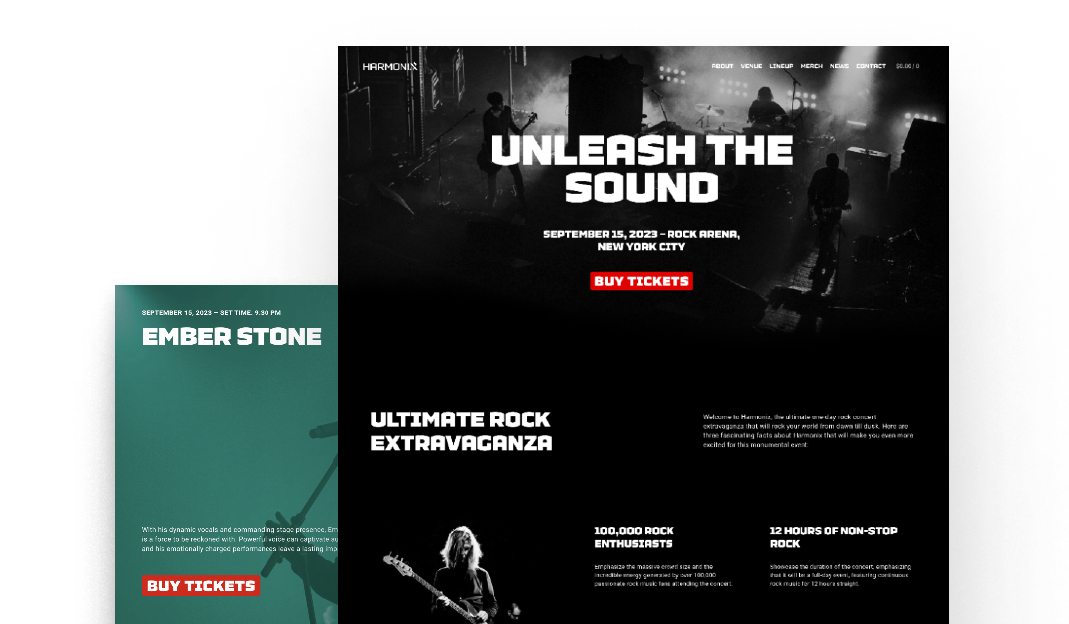Rock Enthusiasts and Event Organizers theme demo screenshot