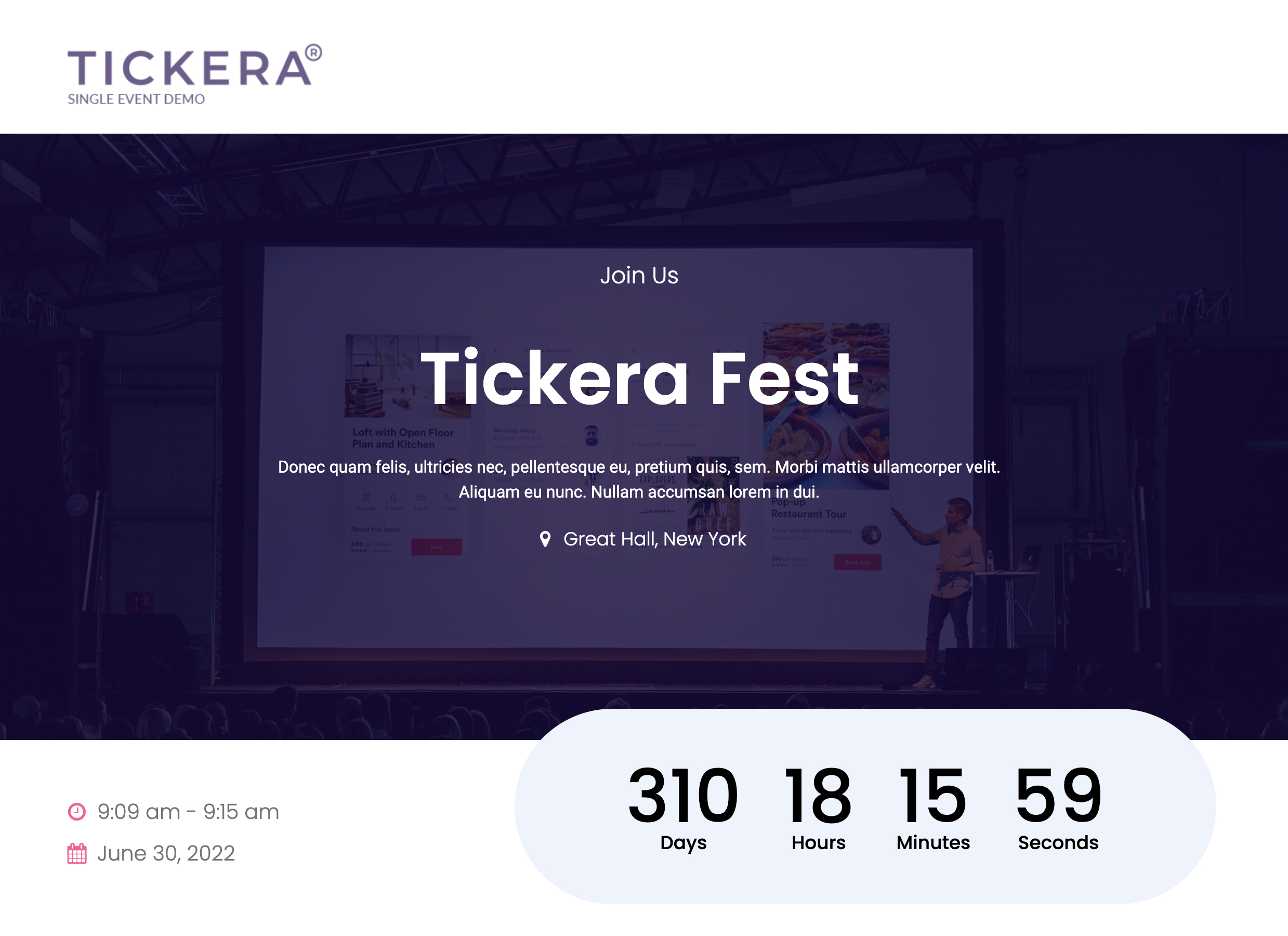 single event Tickera demo