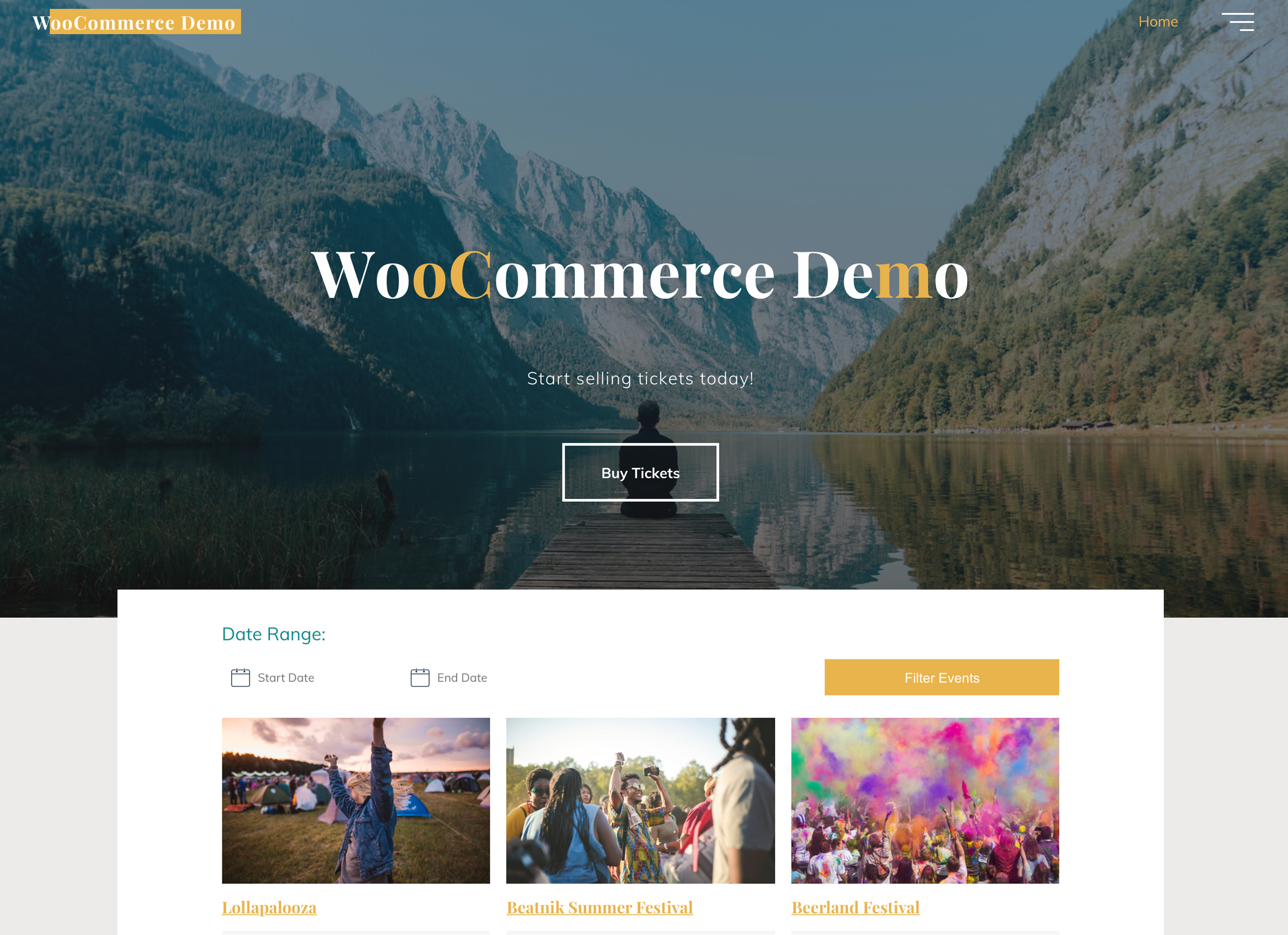 woocommerce events demo