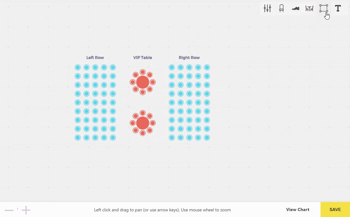 Seating Charts add-on — placing an area-of-interest icon for the entrance