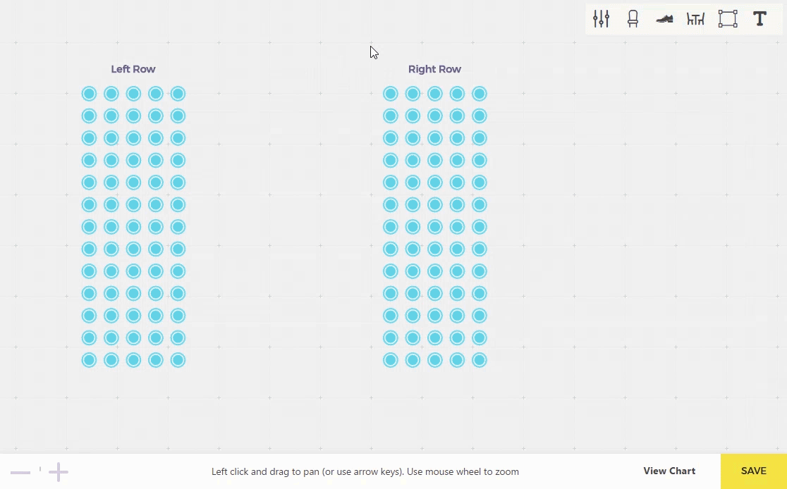 Seating Charts add-on — creating a banquet-style table with assigned seats