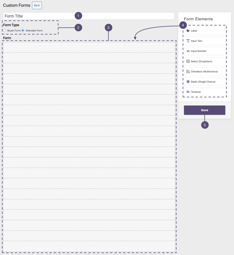 Custom Forms add-on — form builder admin screen with drag-and-drop fields
