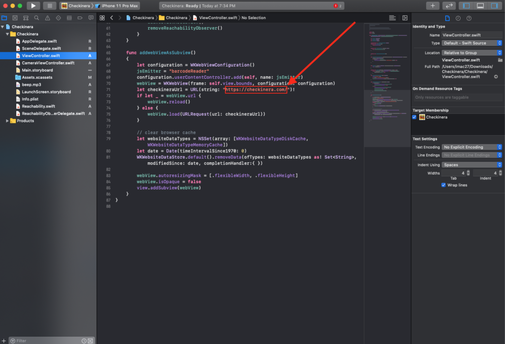 Checkinera - iOS source code editing - Tickera