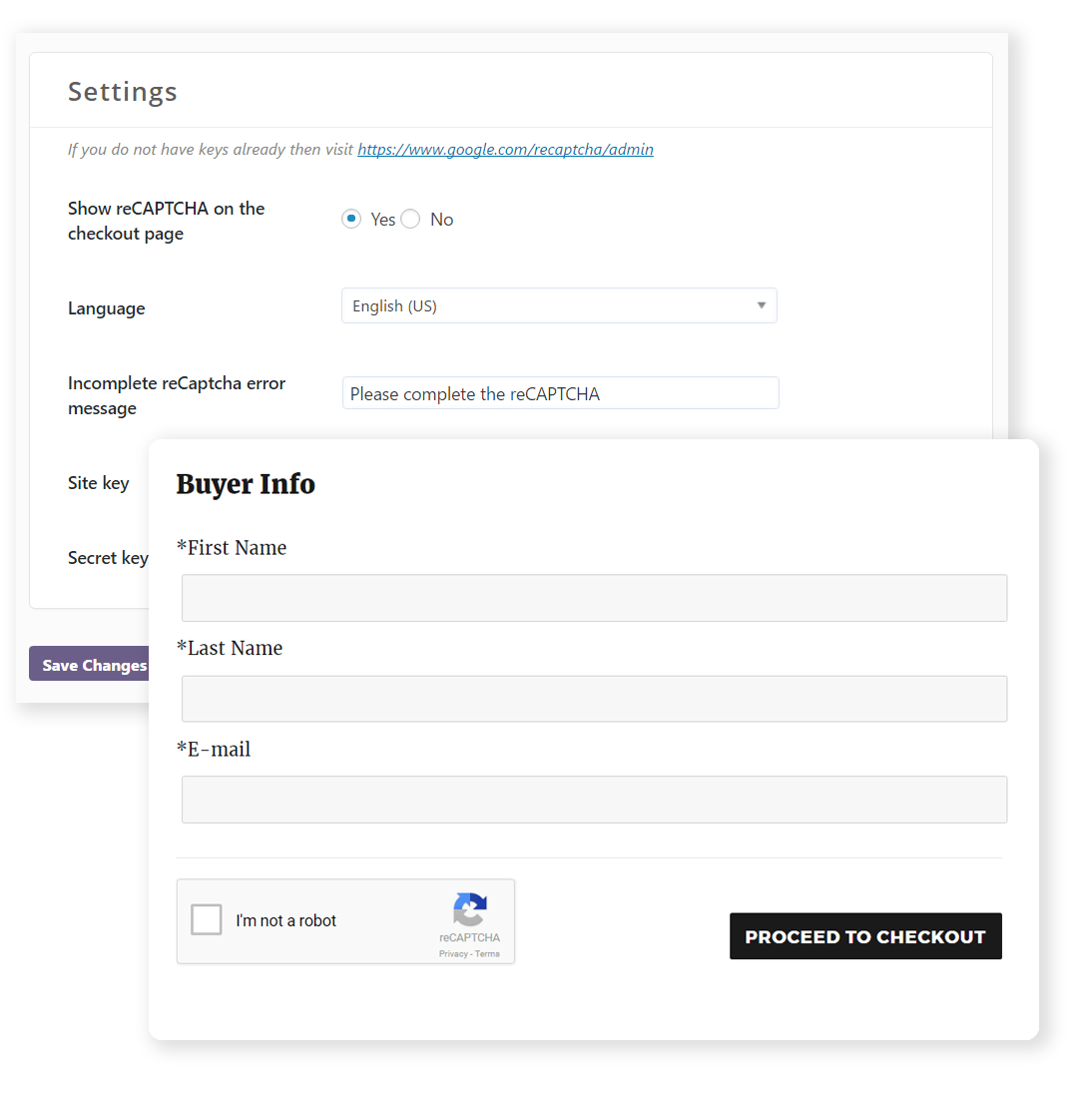 checkout recaptcha