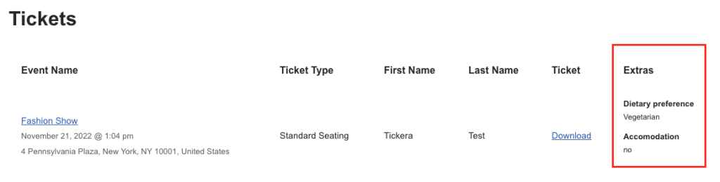 - Content management for table of purchased tickets - Tickera