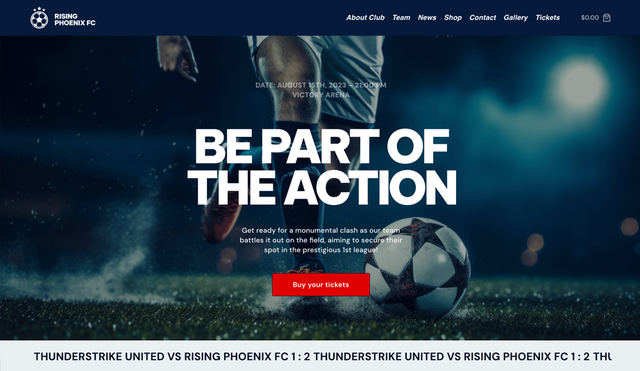 Scorenet — WordPress event theme preview